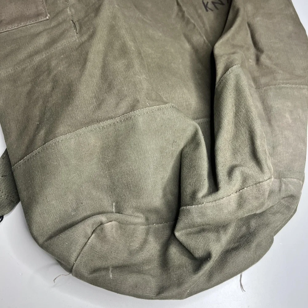 60s Vintage US Military Barracks Duffel Bag OD Green Canvas USGI USA Name Marked